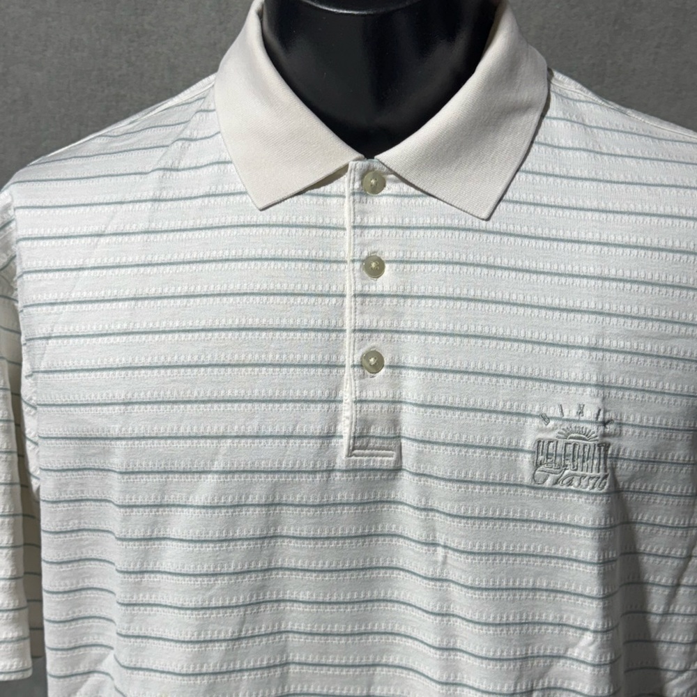 Nike Tiger Woods Polo Shirt Men’s Large Stripe “Celebrity Classic” Golf Club